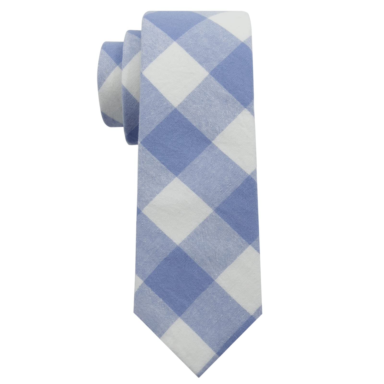 Mantieqingway Mens Skinny Ties,2.56" Cotton Neckties Striped Plaid Ties for Groom Groomsmen Wedding Party Christmas