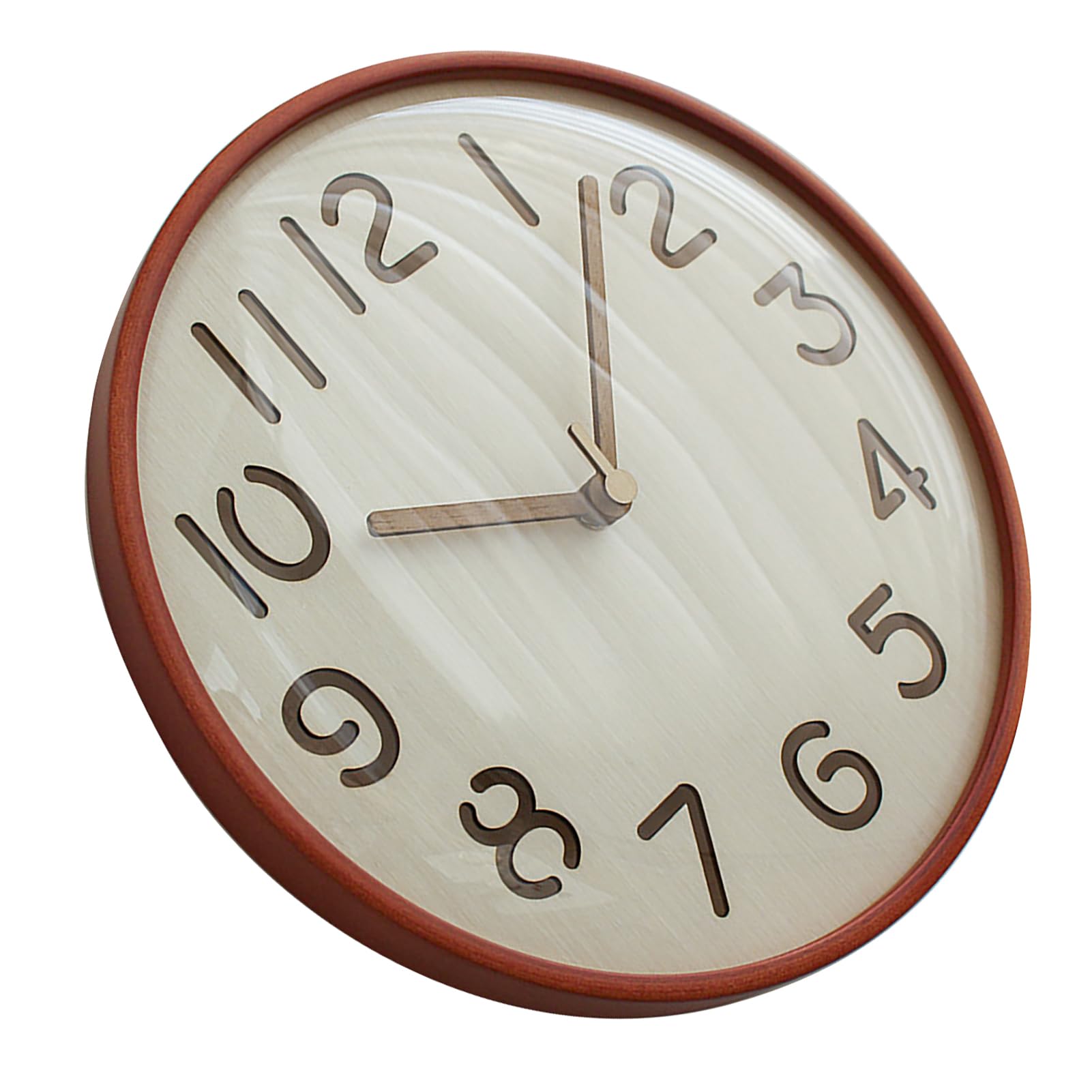 Horloge murale ronde en bois de 30 cm Cocoarm avec vitre en verre pour salon