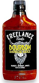 Bourbon BBQ Sauce with Real Kentucky Bourbon, 12 oz – Sweet & Spicy Barbecue Sauce for Wings, Chicken, Pork, and More – Small-Batch BBQ Sauce Handcrafted in Texas – Freelance Foods