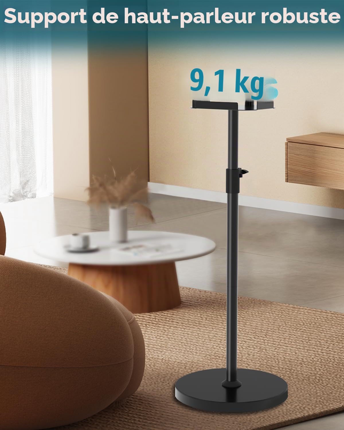 Support réglable en hauteur pour Bose S1 Pro/S1 Pro Plus/S1 Pro + support de sol, support d'enceintes, réglable en hauteur de 114 à 137 cm, pour haut-parleurs jusqu'à 9 kg, pour Bose S1 Pro