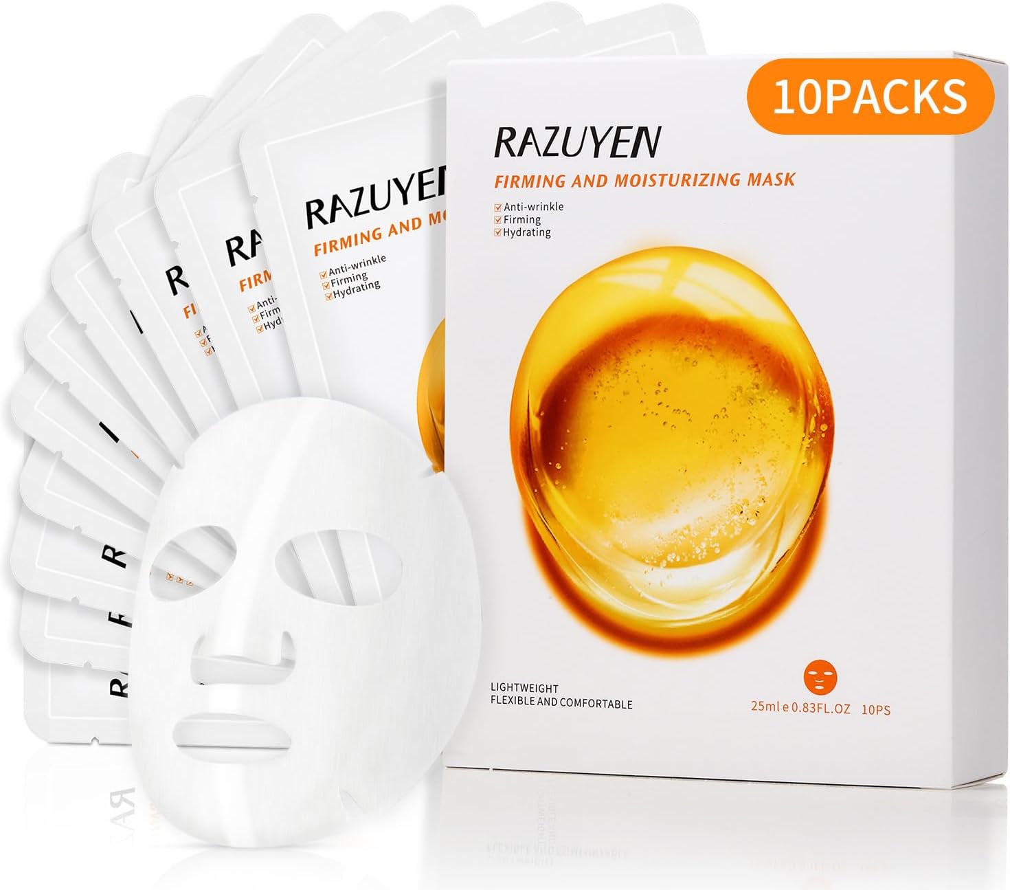 Face Mask 10 Packs, with Hyaluronic Acid & Peptides to Support Skin’s Collagen, Anti-wrinkle, Anti-aging, Facial Skincare for All Skin Types, Sheet Moisturizing and Firming mask Face Mask 10 Packs, with Hyaluronic Acid & Peptides to Support Skin’s Collagen, Anti-wrinkle, Anti-aging, Facial Skincare for All Skin Types, Sheet Moisturizing and Firming mask