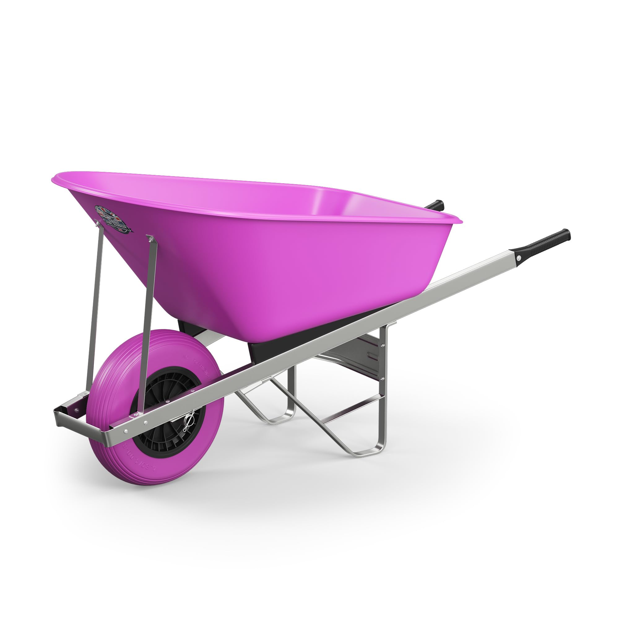 Agri Barrow Pink Wheel Barrow 120 Litre Plastic Wheelbarrow With Puncture Proof Tires, - Ideal For Equestrians, Gardeners, Yard & Garden Maintainers, Farmers, Stable Workers, Allotment Owners