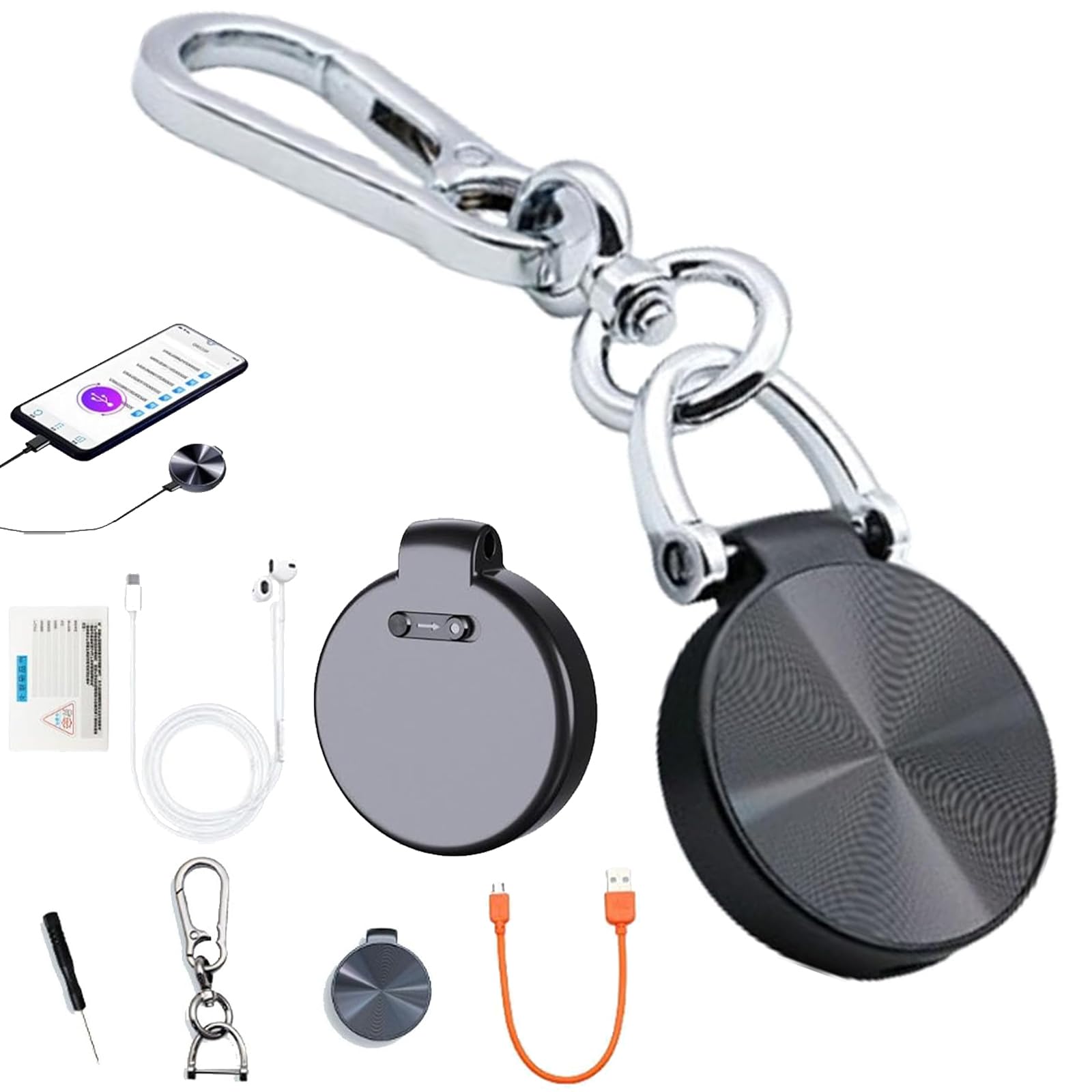 Audio Recorders with AI-Intelligent Triple Noise Cancellation, HD Smart Voice Recorder with One-Touch Recording & Playback, Keychain Mini Audio Recorder, Recording Device for Lectures, Meetings(32G)