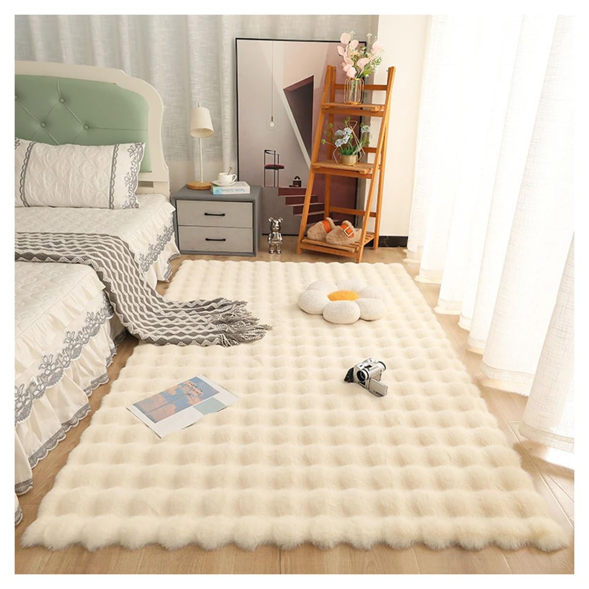 Tapis d'intérieur doux et moelleux beige pour chambre d'enfants