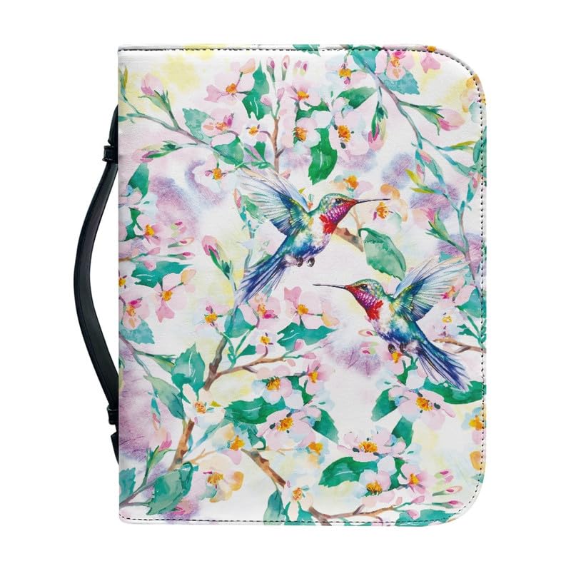 Kuiaobaty Painting Birds Floral Bible Cover, Hummingbirds Flowers Bible Carrying Cases for Women Fits Books Up to 12 x 9 x 2.41 Inches — image 1