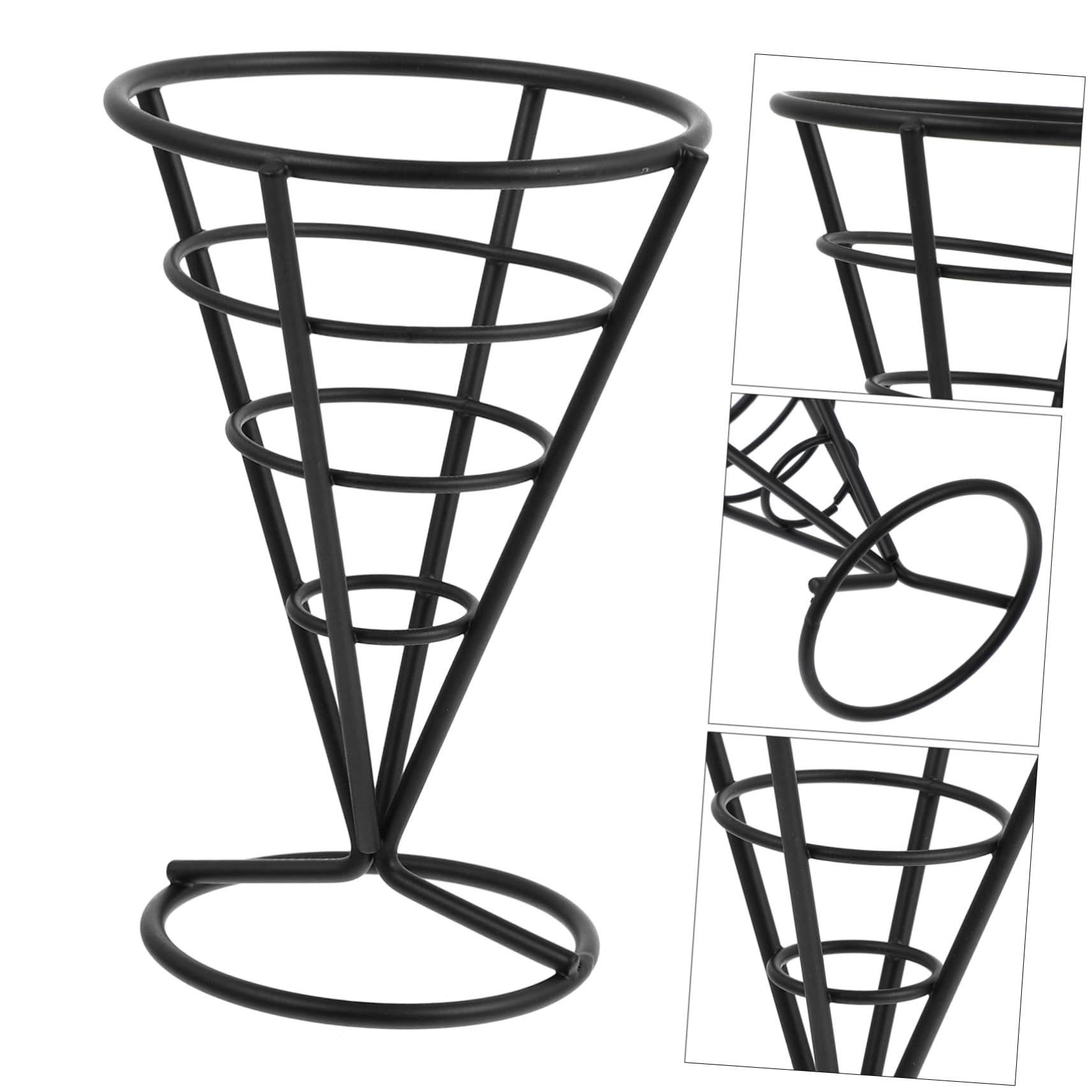 BEBEMOKO 1Pc Iron Cone Basket Snack Holder for French Fries Appetizers Snack Basket for Home Restaurant Cafeteria Tapered Design for Stylish Serving
