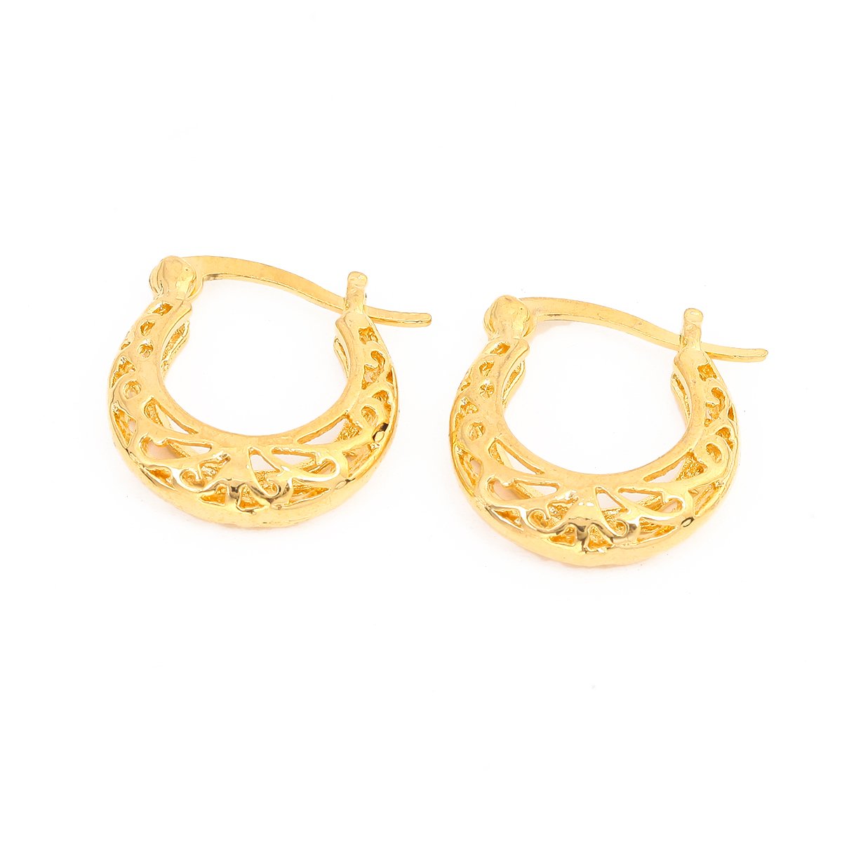 Cute Filigree Basket Hollow Out Geometry Gold Plated Clip Hoop Earring