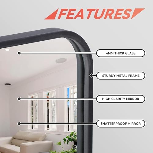 Miniatura 4 de ZenStyle Paquete de 2 espejos de pared rectangulares con marco de metal negro de 24 x 36 pulgadas espejo de baño con borde pico para entradas salas
