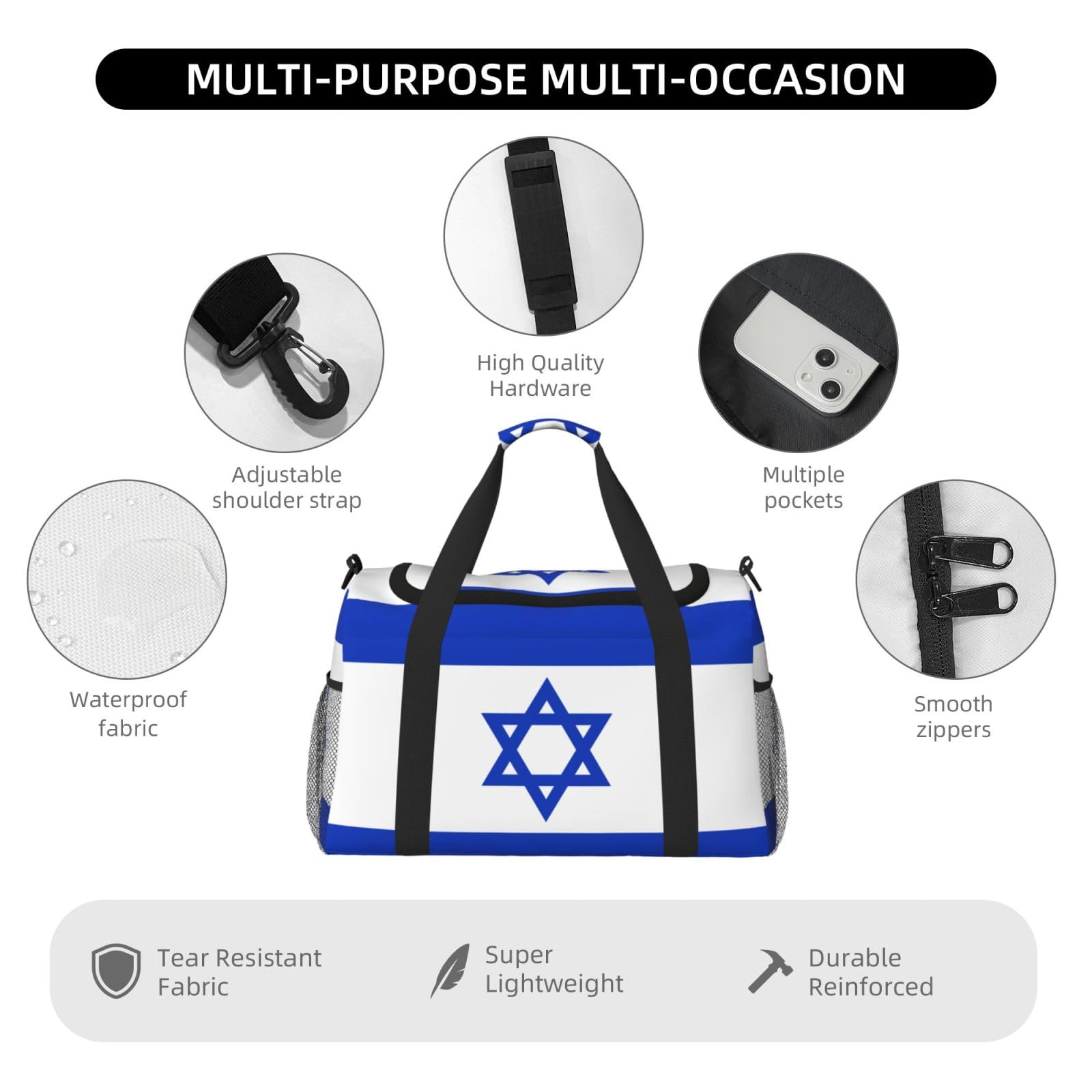 Flaga Izraela torba na ramię kobiety mężczyźni podróżna torba crossbody torebka torba na ramię torebki robocze codzienna torba hobo