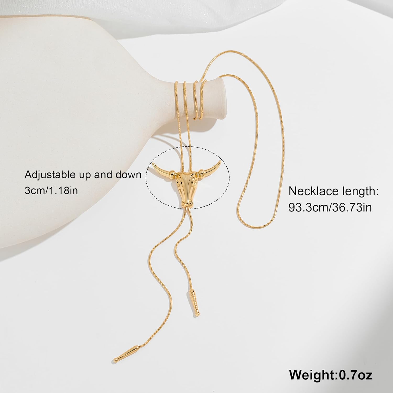 Western Cowgirl Necklace for Women - Lariat Long Chain Hat Bull Head Y Necklaces, Cowboy Bolo Tie Accessories Trendy Western Country Jewelry Gifts - Image 4