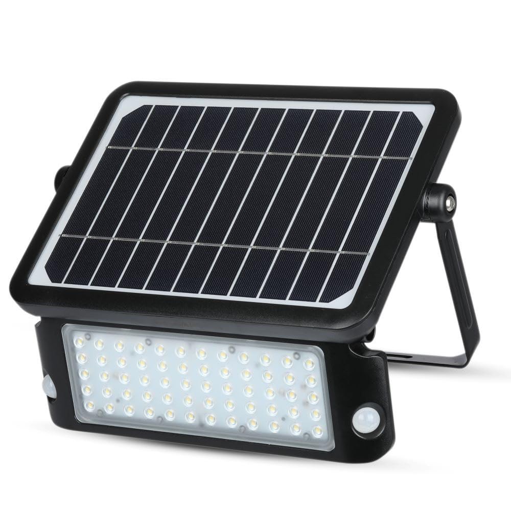 V-TAC VT-787-10 - Foco solar LED de 10 W con sensor delgado, color negro, 4000 K