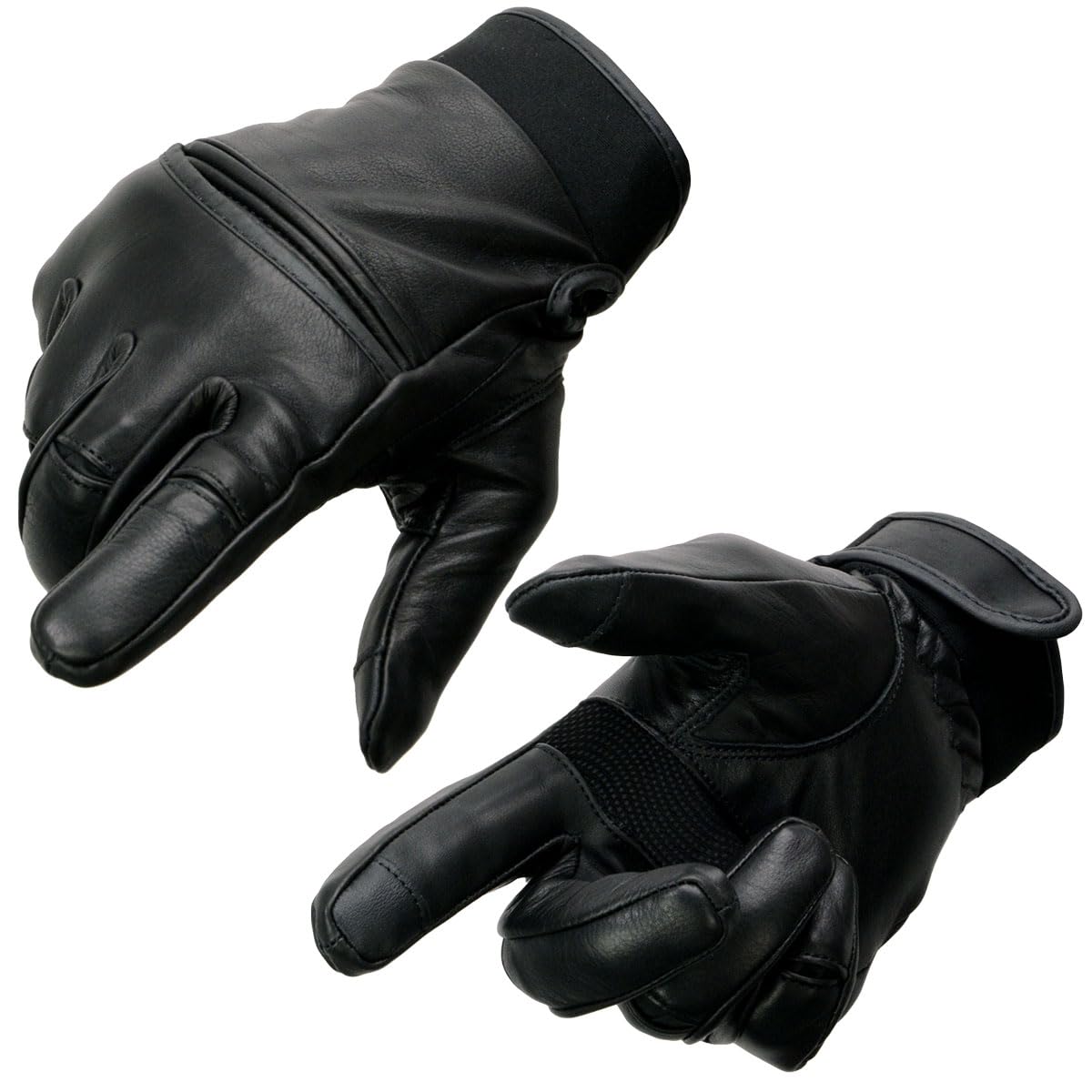 Milwaukee Leather MG7525 Men's Black Leather i-Touch Screen Compatible Gel Palm Motorcycle Hand Gloves W/Flex Knuckle