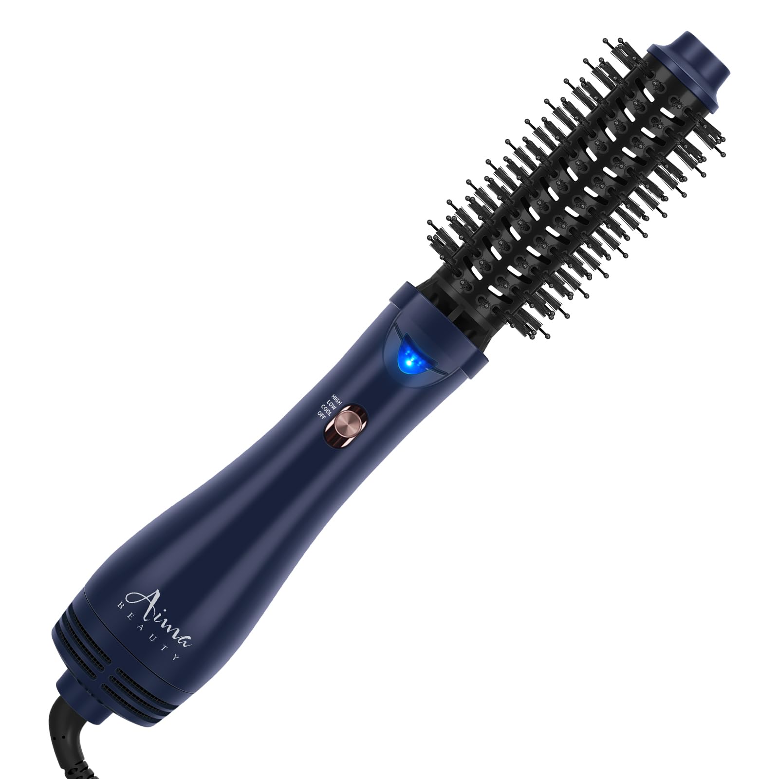 Hair Dryer Brush, Aima Beauty 4-in-1 Upgrade Hot Air Straightener Curler Function for Women, Hair Styling Tools, Prussian Blue-round