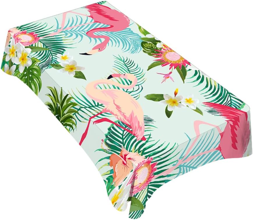 TKS MITLAN Pink Flamingo Tablecloth 60x84 Inch Rectangular Tropical Flowers Palm Tree Leaves Birds Pineapple Exotic Oblong Table Cloth Kitchen Table Decorations for Home Dinner Party