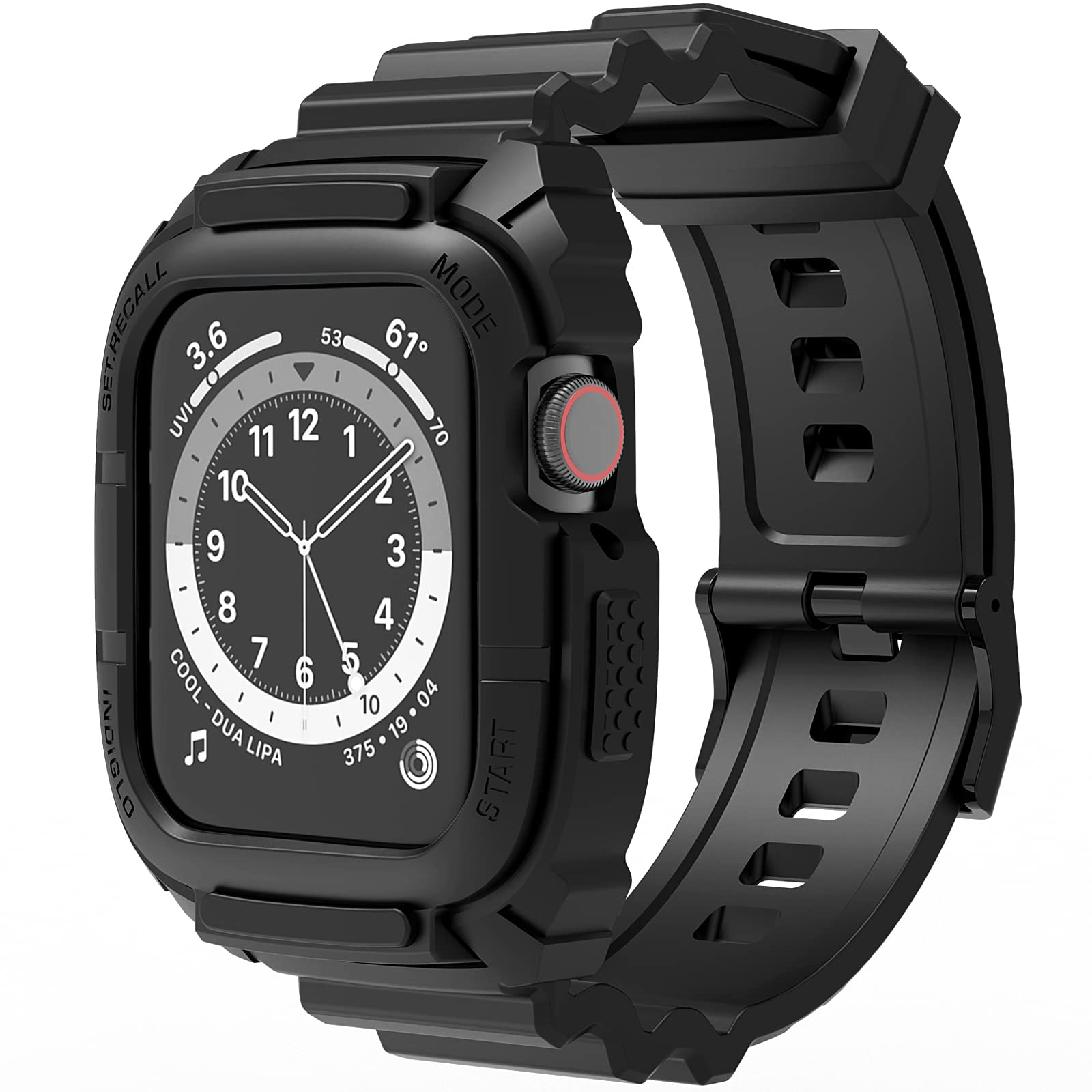 Compatible for Apple Watch Strap 44mm 42mm with Bumper Case, Loxoto Rugged Protective Drop Shock Resistant Case with TPU Band Strap Fit for iWatch 6/SE/5/4/3 Men Women Sport Military Style