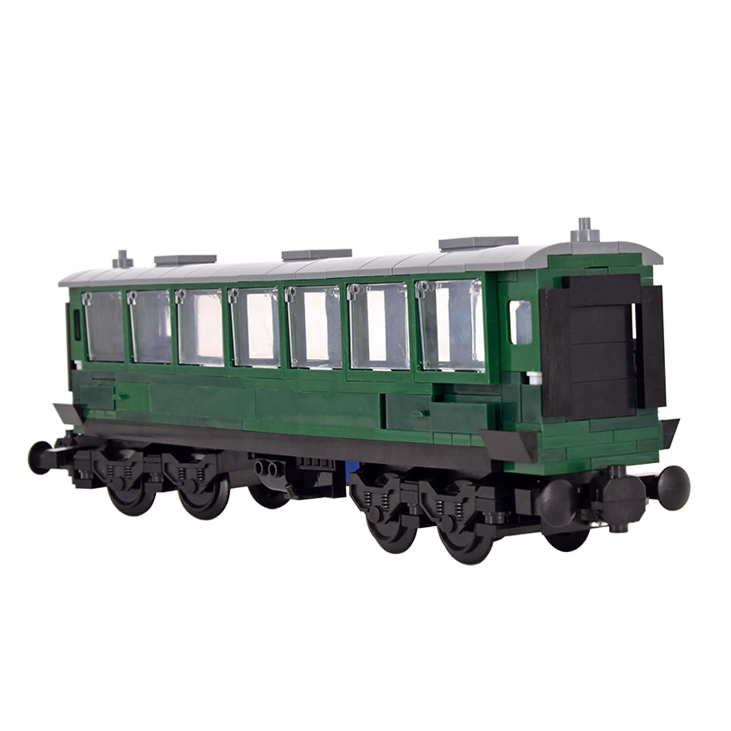 Photo 1 of MXIZYDAOY Train Building Block Carriage Kit, Green Passenger Coach Model, Plastic Railway Car with Architecture Theme, Compatible Building Set for Kids 6+
