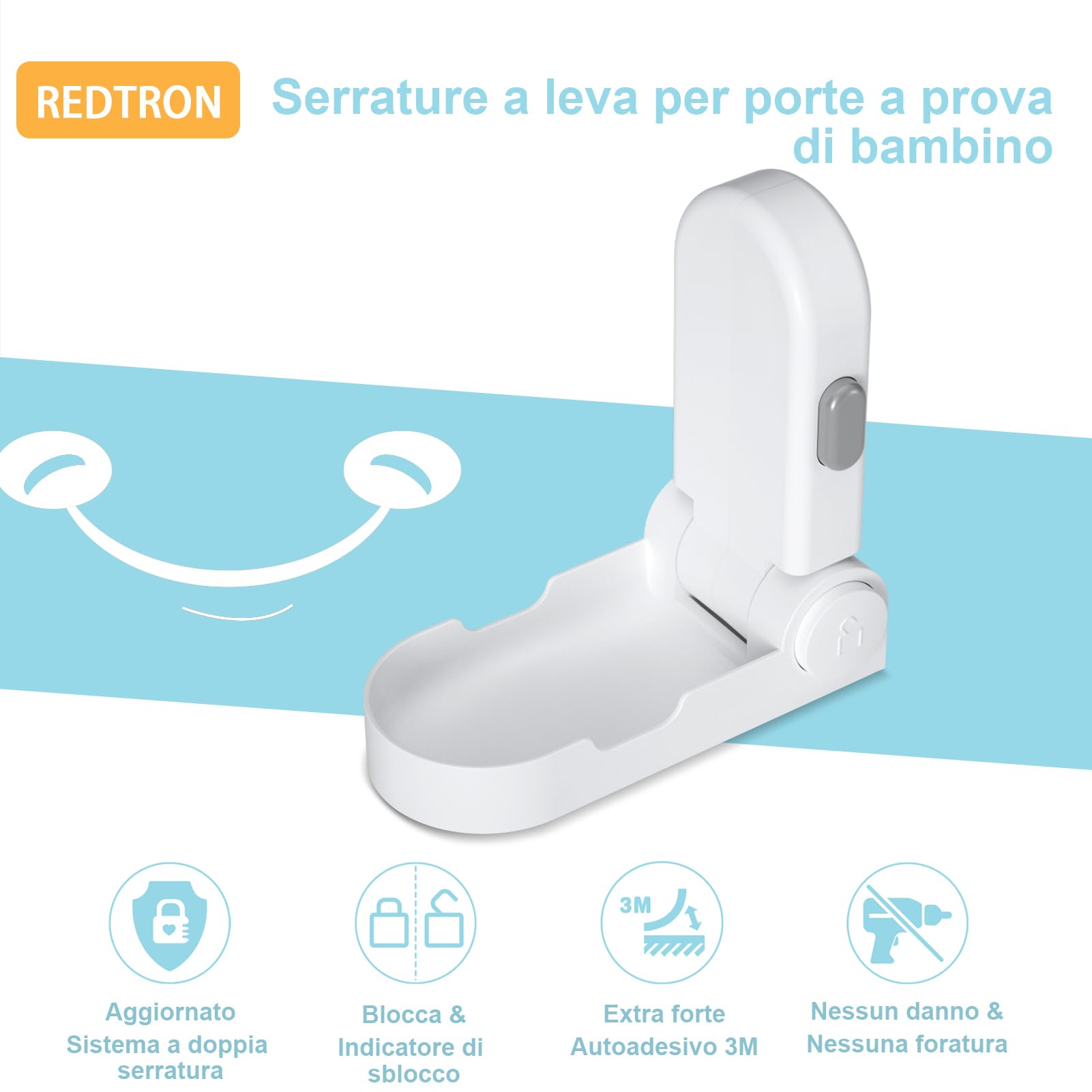 Serrature Sicurezza Bambini REDTRON - Doppio Blocco Con Adesivo 3M - Foto 11