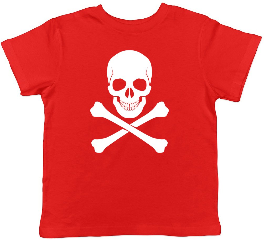 Shopagift Skull and Crossbones Gothic Childrens Kids Short Sleeve T-Shirt Red