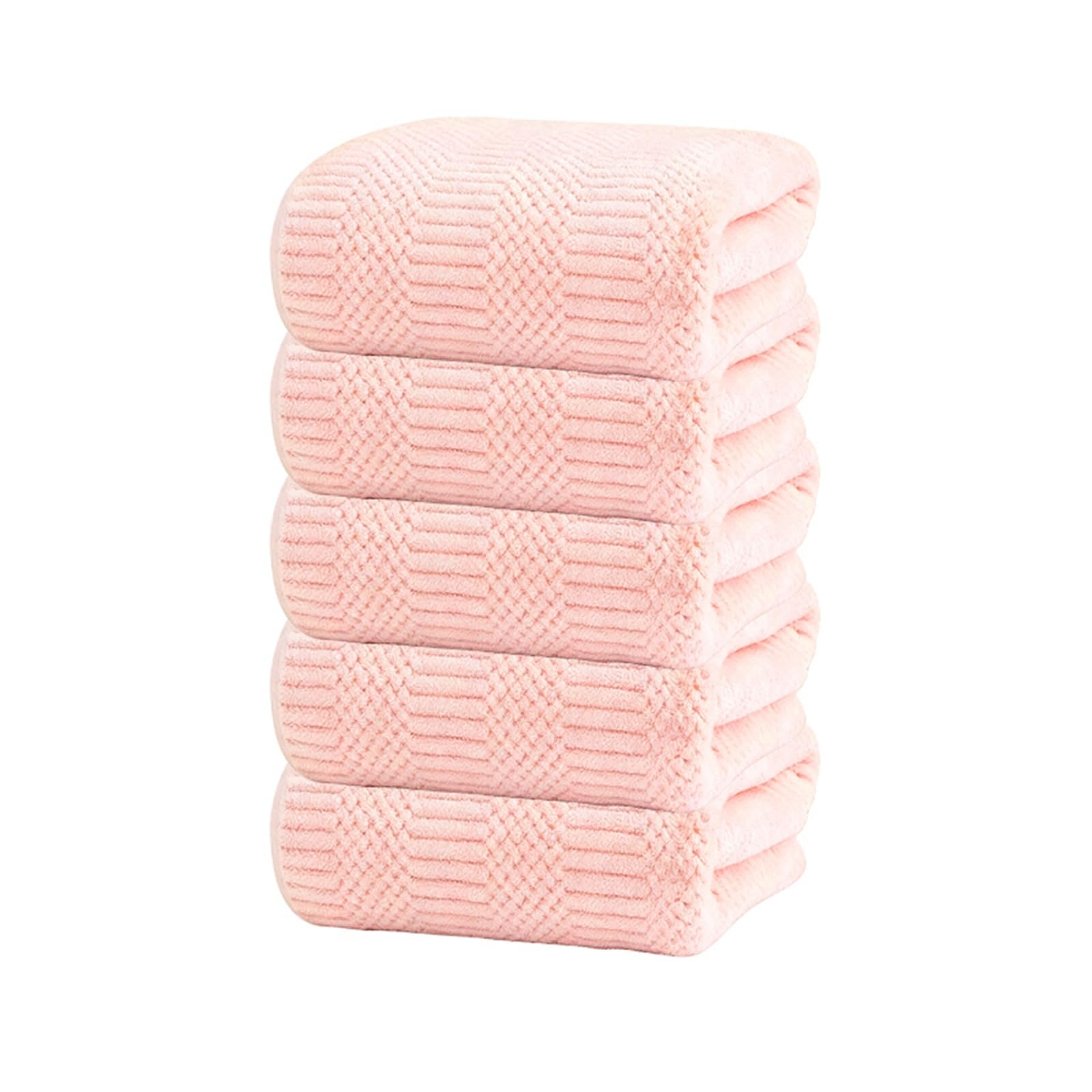 GMEqfhpOPS 5pcs Lucky Grid Towels Set, Microfiber Soft Highly Absorbent, Quick-Dry for Travel, Hotel, Swimming & Daily Use Towels Bath(Pink 5 towels)