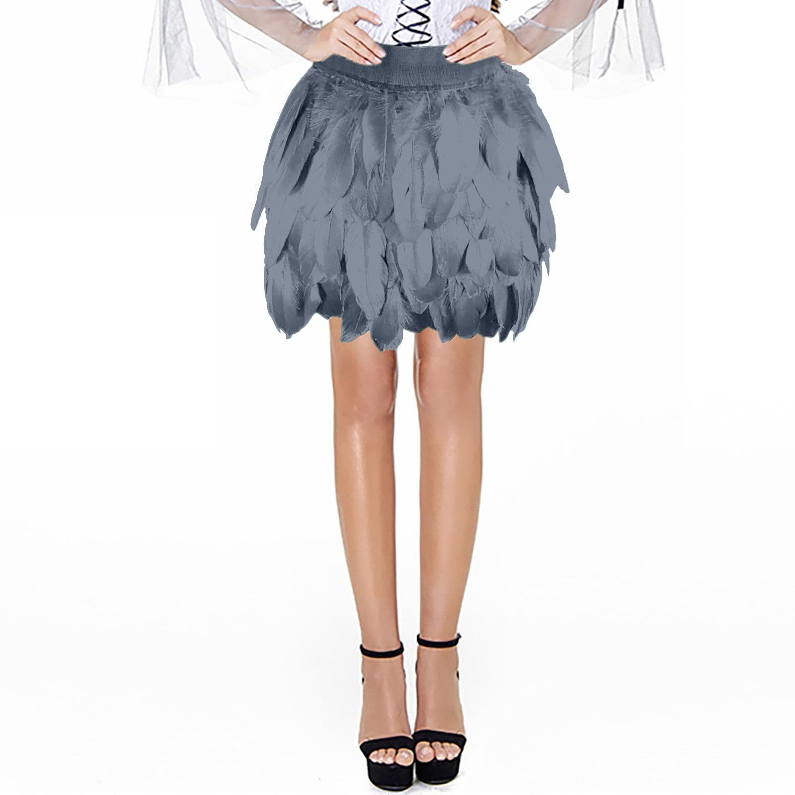 Jupe courte mi-corps en plumes pour femme Motif floral