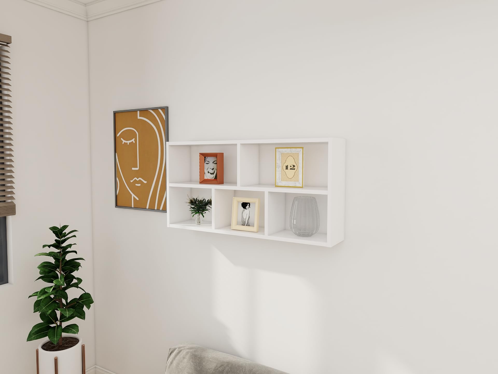 Wandregal Weiß Holz - Bücherregal Wand - Regale für Wände - Wohnzimmer Regal