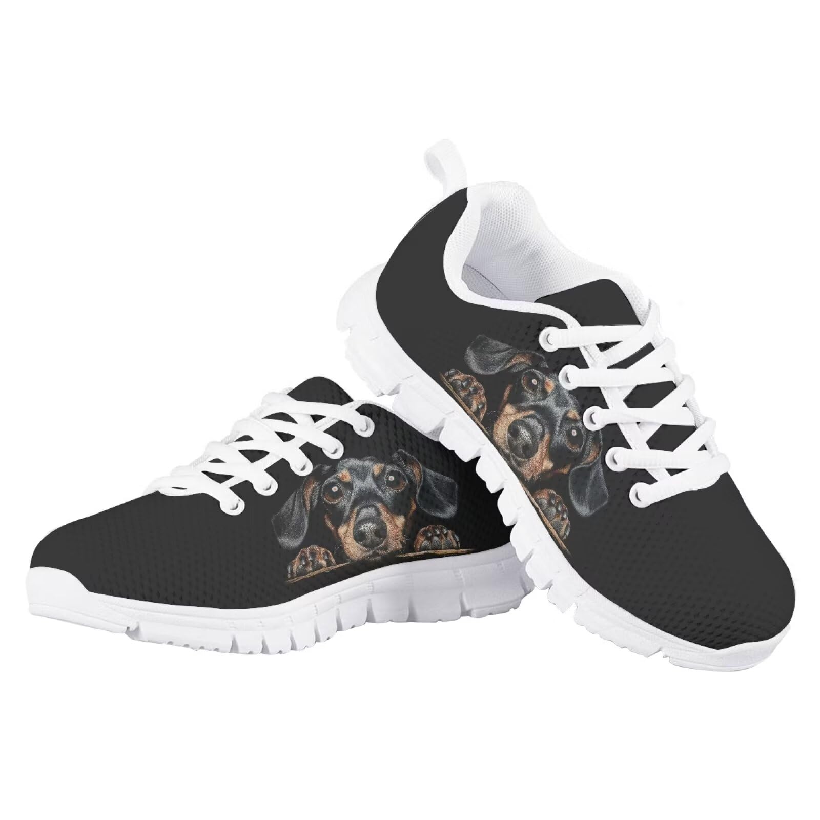 JUDENTIDOS Black Dachshund Boys Girls Shoes Lightweight Athletic Running Walking Sports Sneakers
