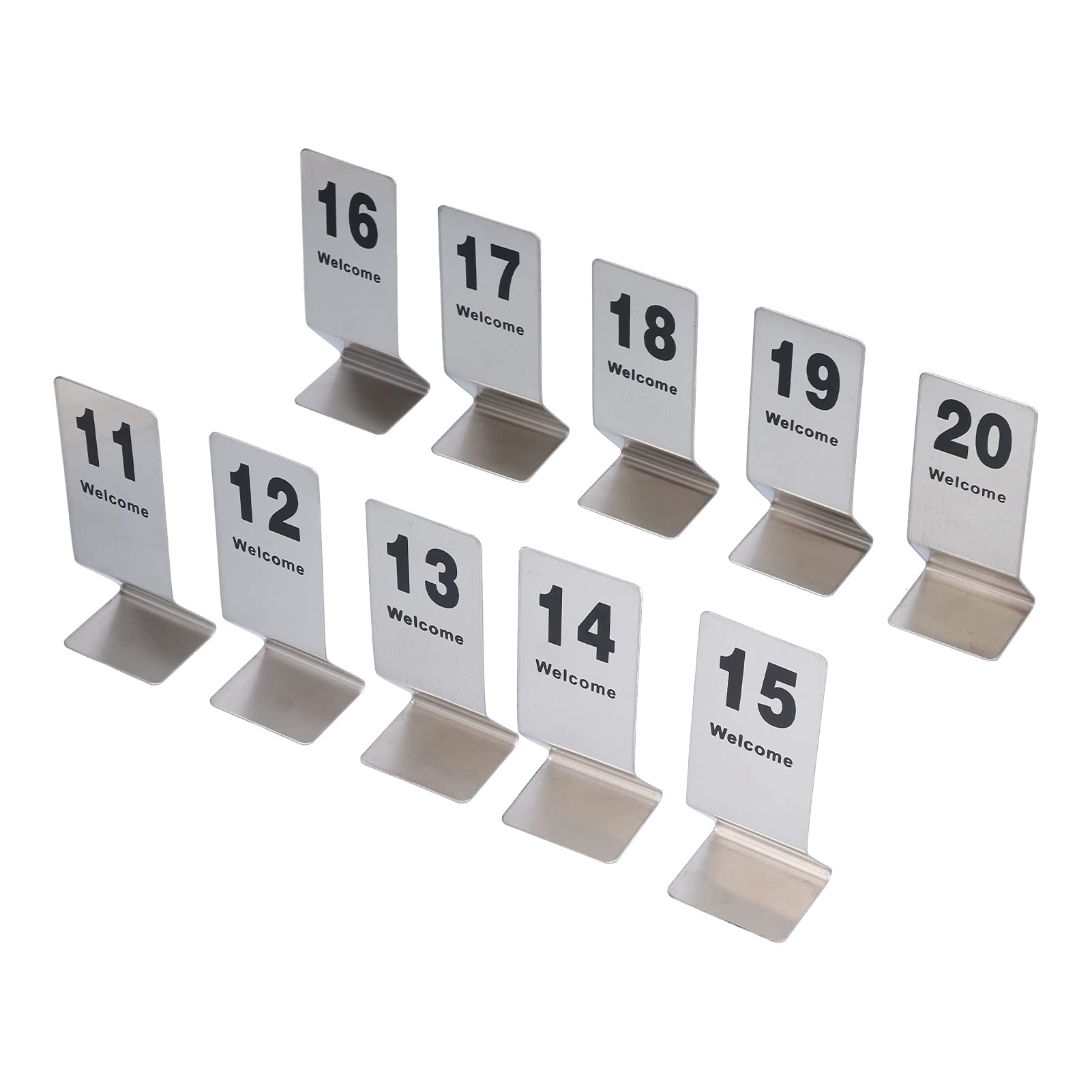 10 Pezzi Numeri Carte da Tavolo in Acciaio Inossidabile, 11-20 Doppio Lato Numeri Tabella Numeri da Tavolo Ristorante Biglietto per Matrimoni per Eventi, Banchetti, Servizio di Ristorazione(11-20)