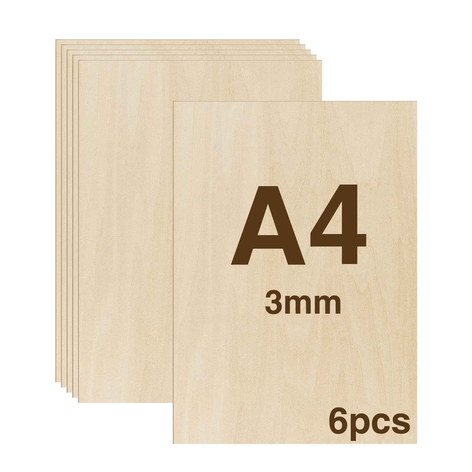 WISYOK A4 Plywood Sheets, 6pcs 3mm Basswood Sheet, 300x210mm
