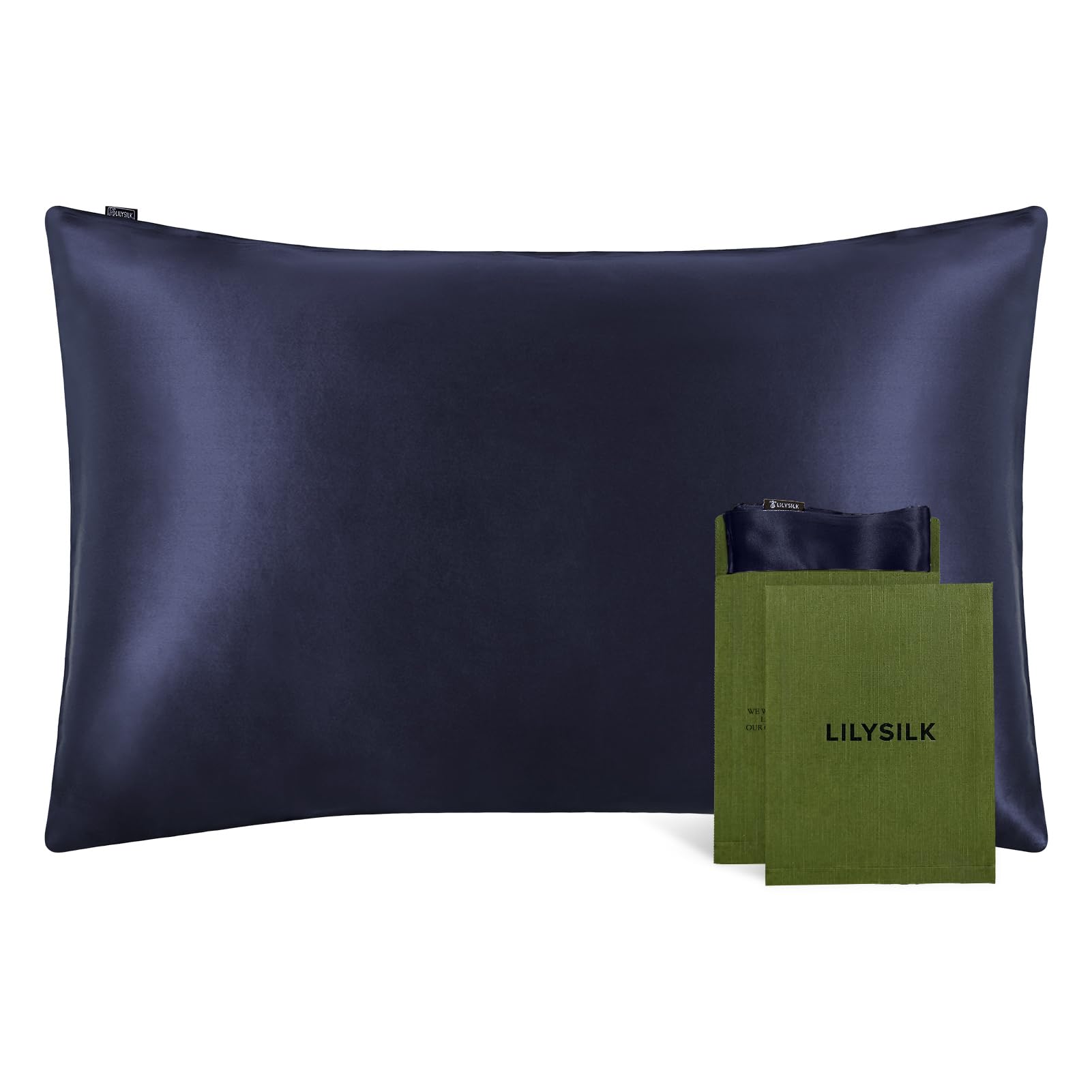 LILYSILK 100% Mulberry Silk Pillowcase 19MM Both Side Silk Hypoallergenic Breathable Housewife Pillow Cover with Envelope Closure for Hair and Skin(Navy Blue,Standard 50x75cm) — image 1