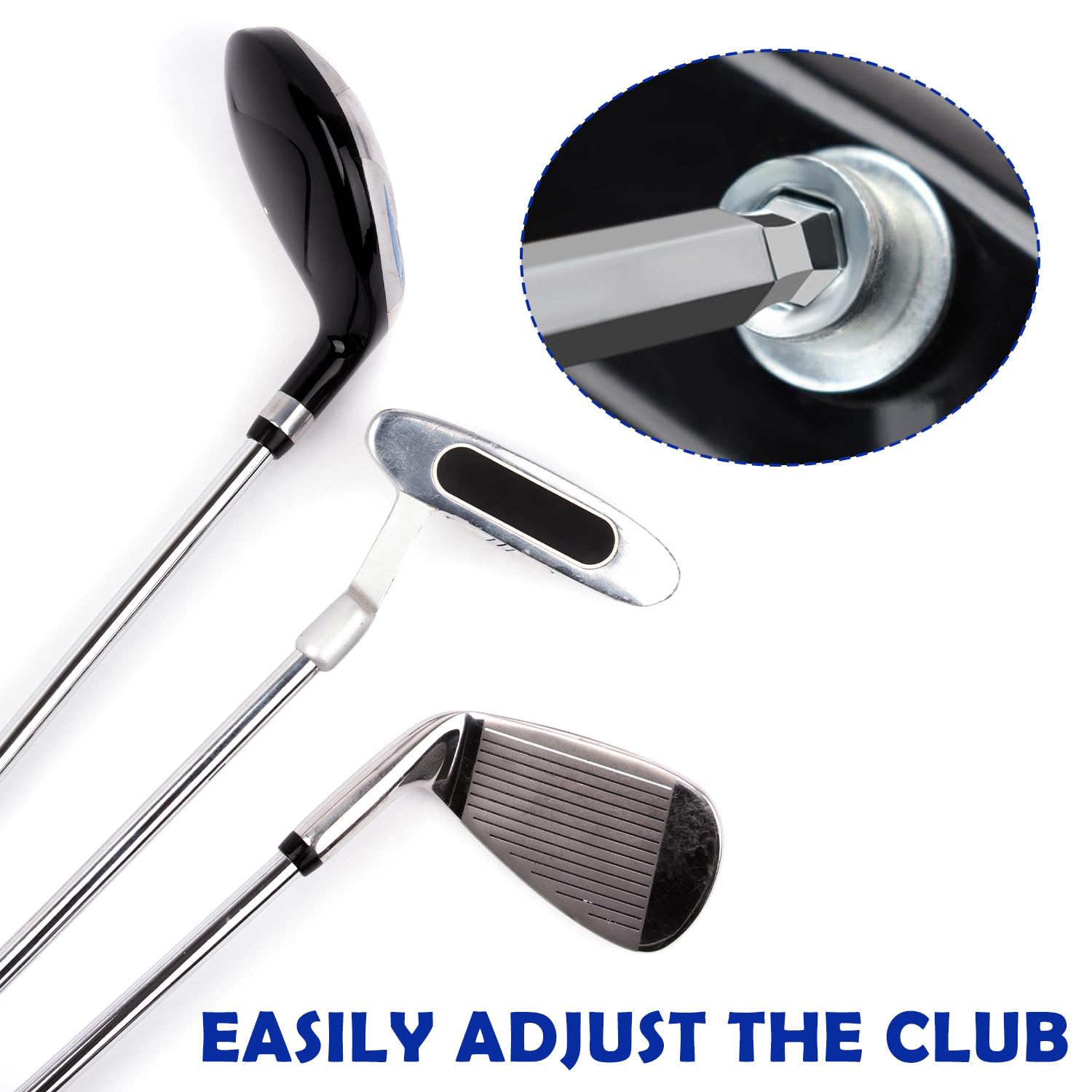 Llave de Golf, Herramienta de Golf Ajustable, Llave de Golf con Mango de plástico, Herramienta de Golf de Acero Inoxidable, Llave de Golf para Palos de Golf, Eje del Driver