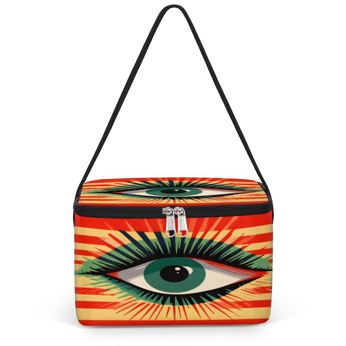 GzLeyigou Seeing Eye Lunch Bags for Women Men 9 Cans, Hot & Cold Food Delivery Bag Insulated Grocery Bag Insulated Lunch Box Ethic Cooler Bag for Office Work Picnic Beach