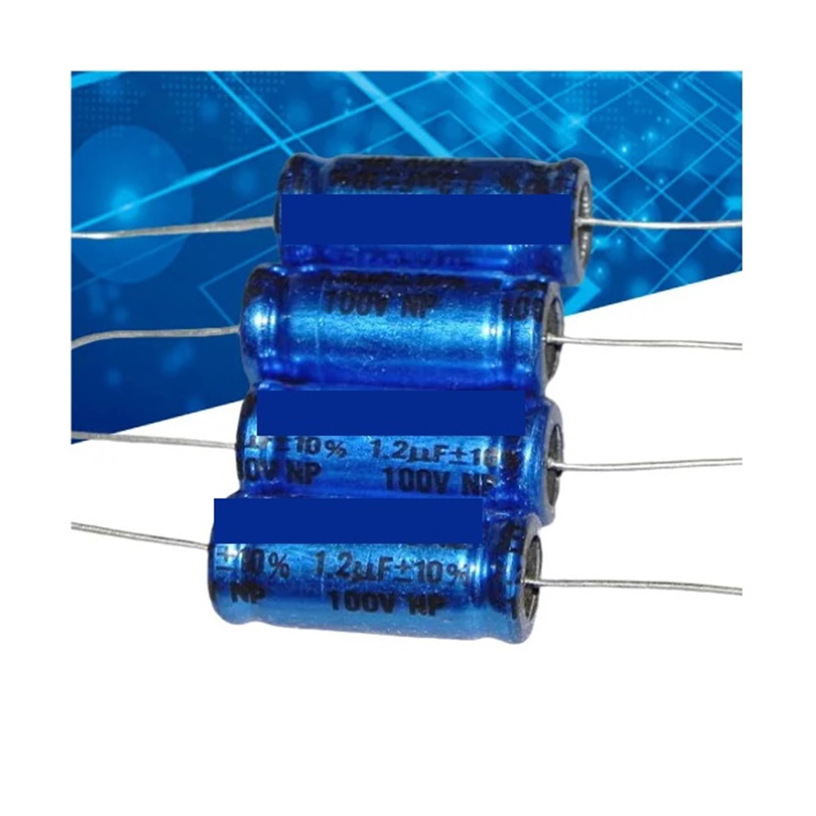 Condensateur electrolytique axial 1.2uF 100V non polarise pour cartes electroniques