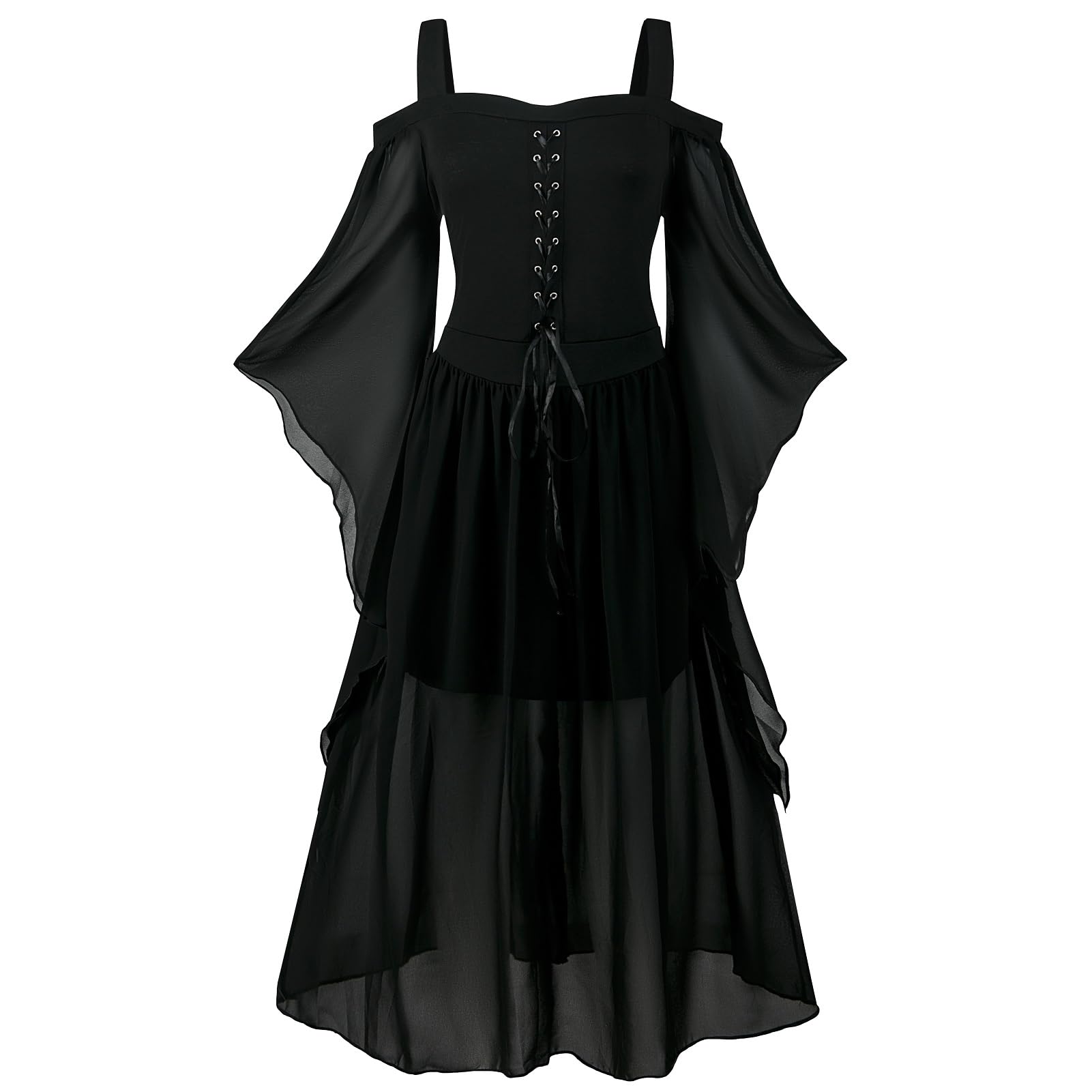 NFAOEGJ Damen Mittelalter Kleid mit Trompetenärmel,Renaissance Kostüm | Traditionelles irisches Kleid for Cosplay Karneval Party Halloween
