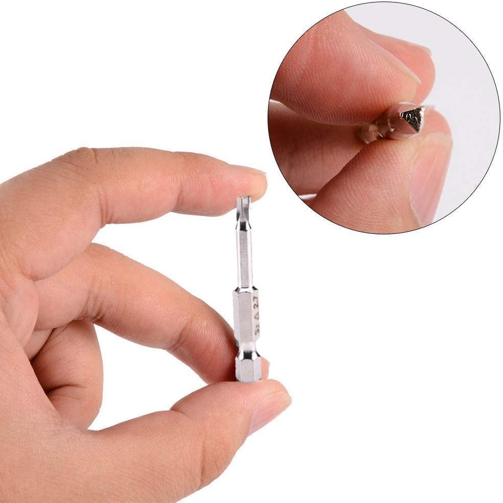 5pcs S2 Steel Magnetic Triangle Head Screwdriver Bits Tip Set 1.8mm, 2mm, 2.3mm, 2.7mm, 3mm, 1/4 Inch Hex Shank, 50mm Length