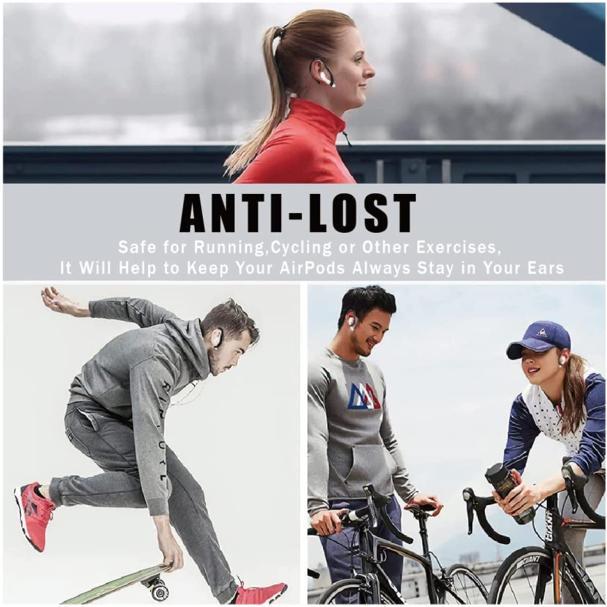 Ganci per Orecchie Anti-Smarrimento, 4paia Gancio Anticaduta Compatibile con 3 e 2 e 1 e PRO Ganci per Auricolari Compatibili con la Maggior Parte delle Cuffie Bluetooth per attività Sportive