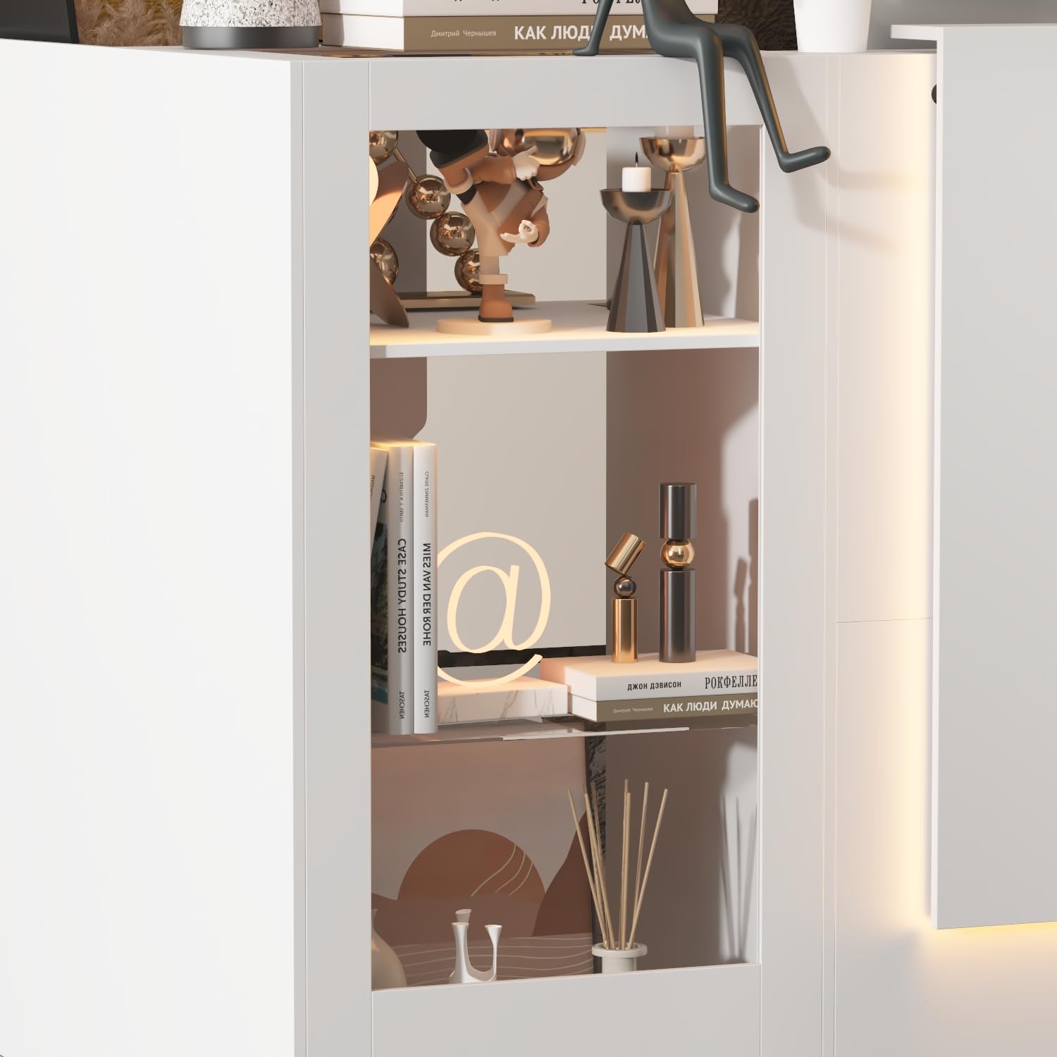 Tavolo di ricezione angolare con cassetto della tastiera, cassetta L con 3 luci colorate, bancone con vetrina in vetro, tavolo reception, bancone