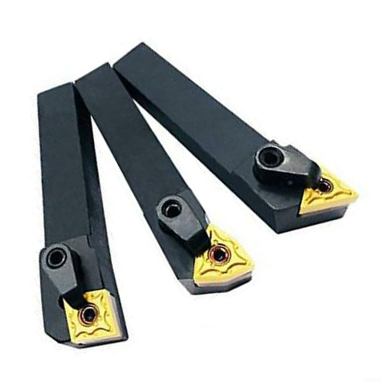 3 soportes de herramientas de torneado de carburo para tornos CNC, incluye cuchillas de corte e insertos a la derecha