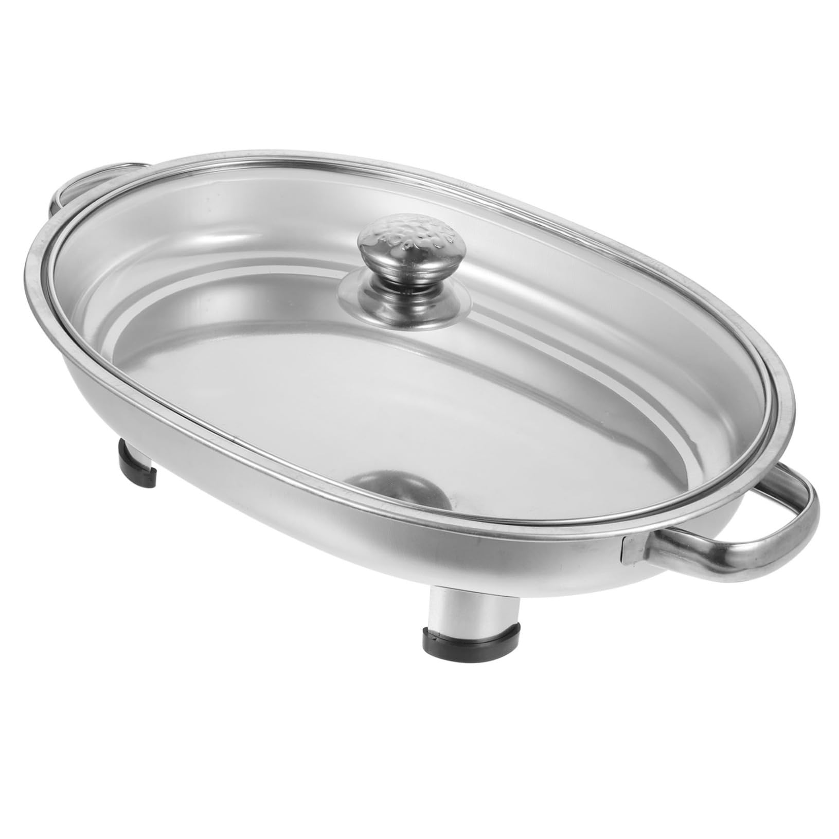 BRIGHTFUFU Stainless Steel Buffet Serving Holder for Buffet Kitchen Food Holder Buffet Tray Buffet Pans Canteen Tray Buffet Server Dish Food Plate for Buffet Trays Buffet Warmer Glass Silver