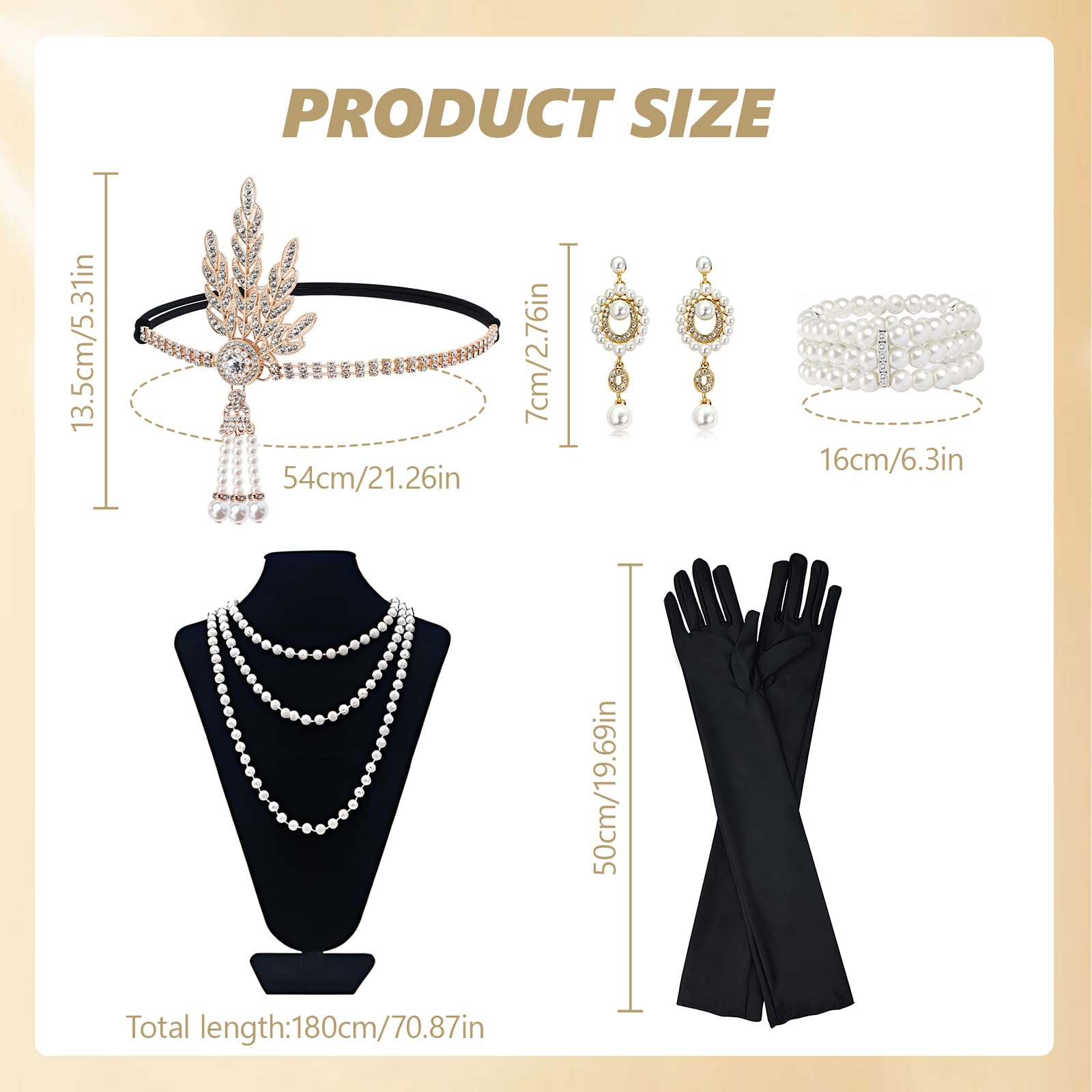 SNBUHA 5 Pcs 1920s Accessories for Women Great Gatsby Accessories for Women Fashion Roaring 20's Costume, with Headwear - Image 2