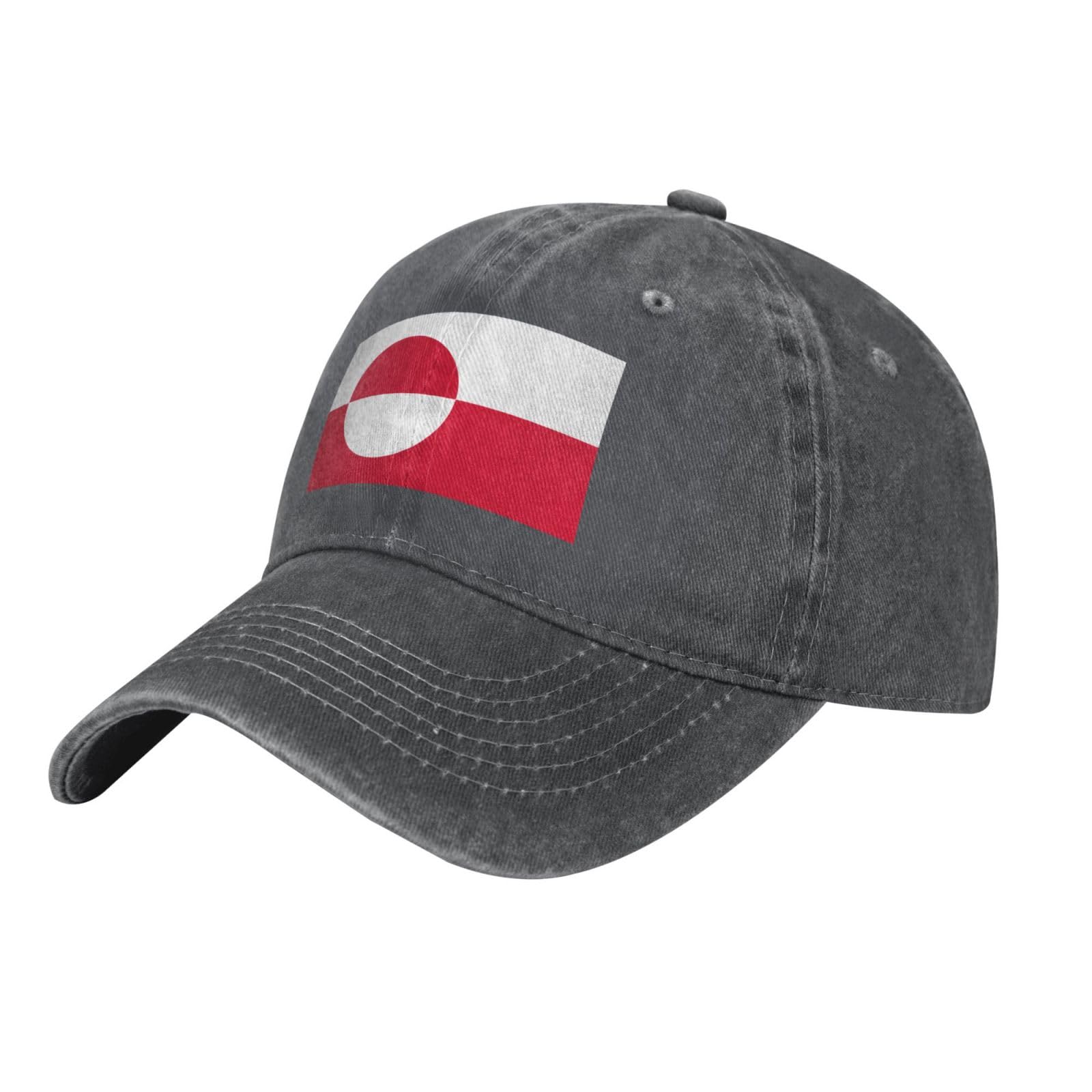 Beirijl Unisex Deep Heather Greenland Flag Washed Cowboy Baseball Cap For Adults - Stylish And Breathable Hat With Adjustable Strap, One Size
