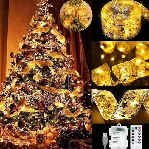 YeahBoom Stringa Fata Luci Led,10m/100 Led Luci Natale Fata Filo di Rame Luci,Ribbow Strisce Luci Led,Illuminazione Balcone per Decorazioni Albero di Natale Feste Matrimoni Vacanze