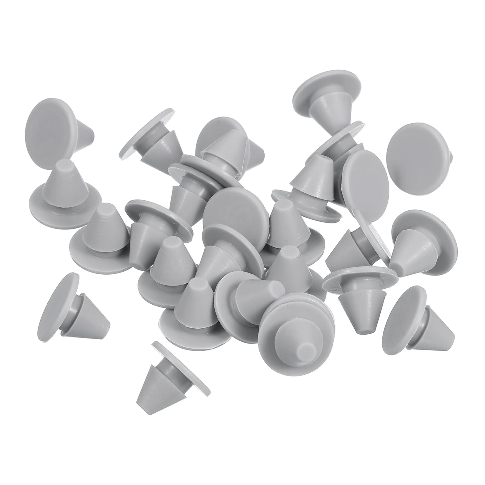 sourcing map 28Pcs Silicone Plugs, Rubber Round Snap in Locking Hole Plug for 5-5.5mm Hole, Hole Stoppers Waterproof Hole Plug for Metal Tube, Furniture End Caps Inserts, Grey