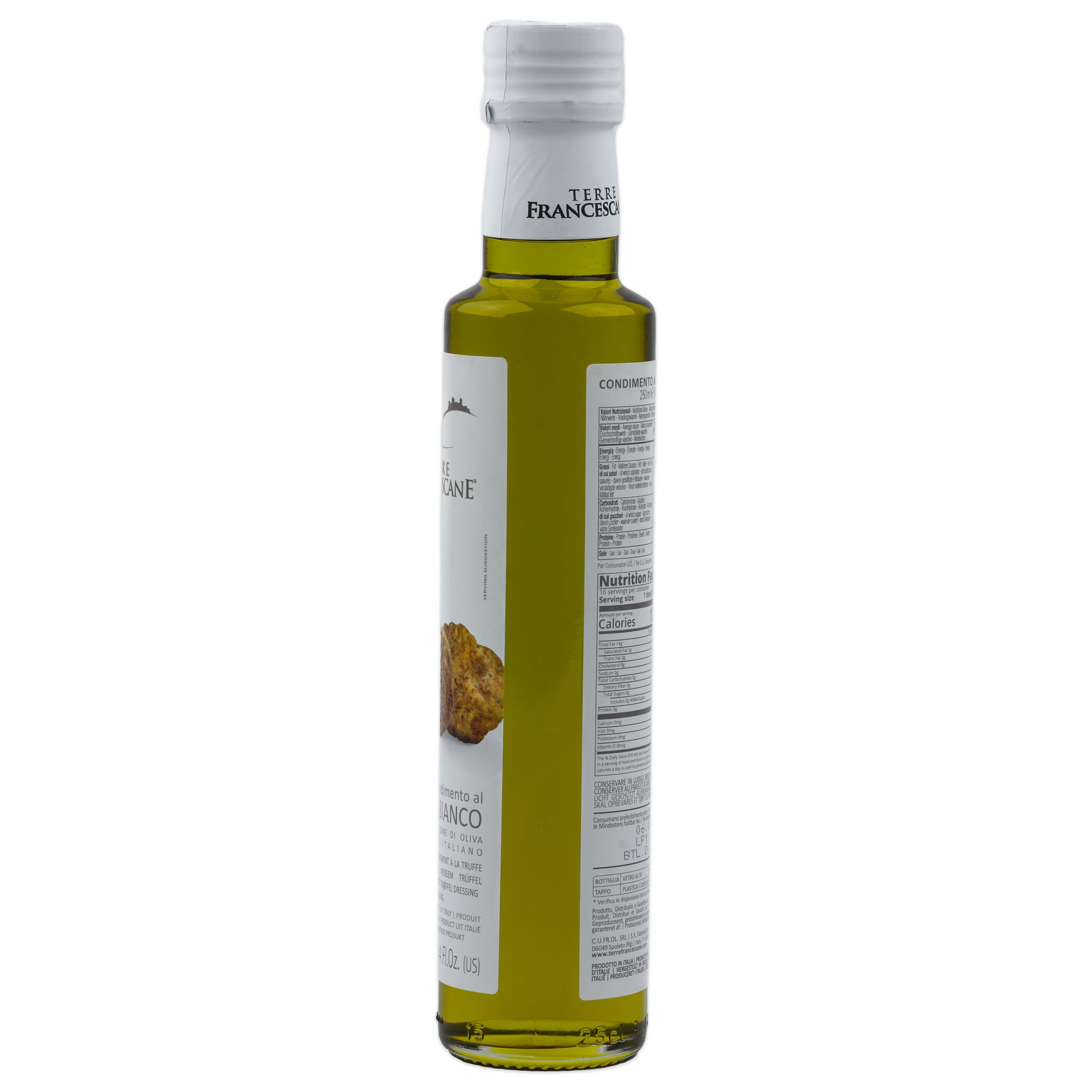 Food-United Juego de aceite de trufa 2 x 250 ml de TERRE FRANCESCANE Aceite de oliva virgen extra con aroma de trufa blanco y negro, aceite de trufa premium de Italia para gourmet de cocina gourmet