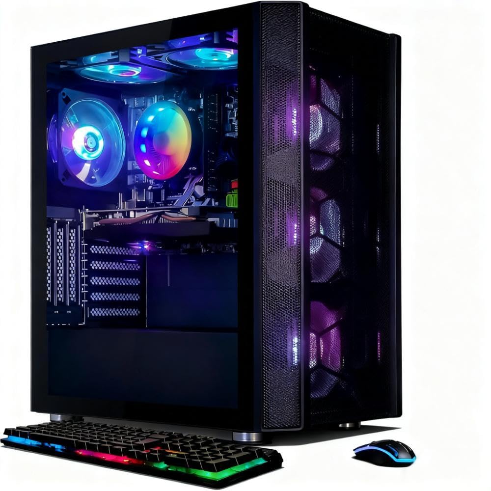 STGAubron Gaming PC Desktop Computer, Intel Core i7 up to 3.9G, GeForce RTX 3060 12G, 32GB RAM, 1TB SSD, WiFi, BT 5.0, RGB Fan x6, Windows 11 Home
