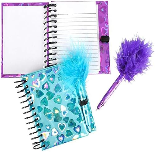 ArtCreativity Juego de cuaderno y bolígrafo para niños, juego de 2, bolígrafo con punta de pluma y pequeño bloc de notas brillante con soporte para