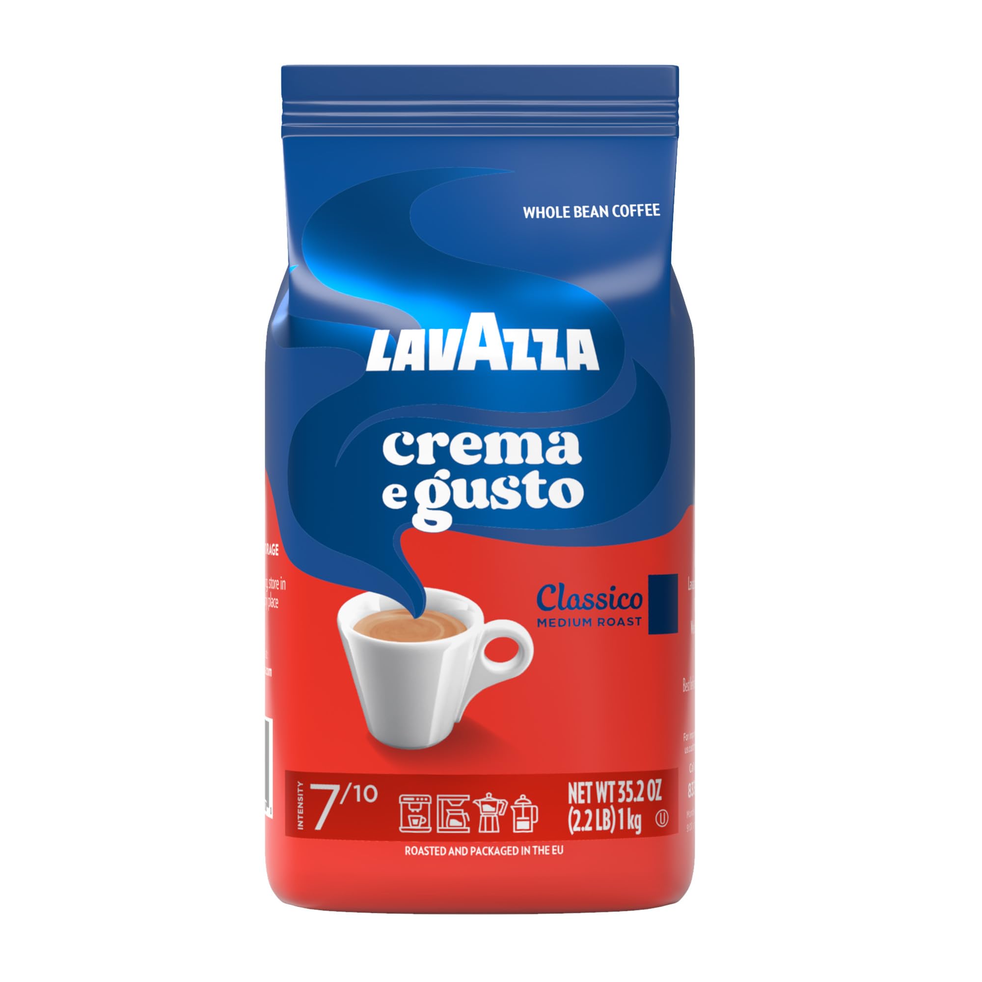 Crema e Gusto Whole Bean Coffee, Medium Roast, Arabica and Robusta Blend, 2.2 lb Bag (pack of 1)