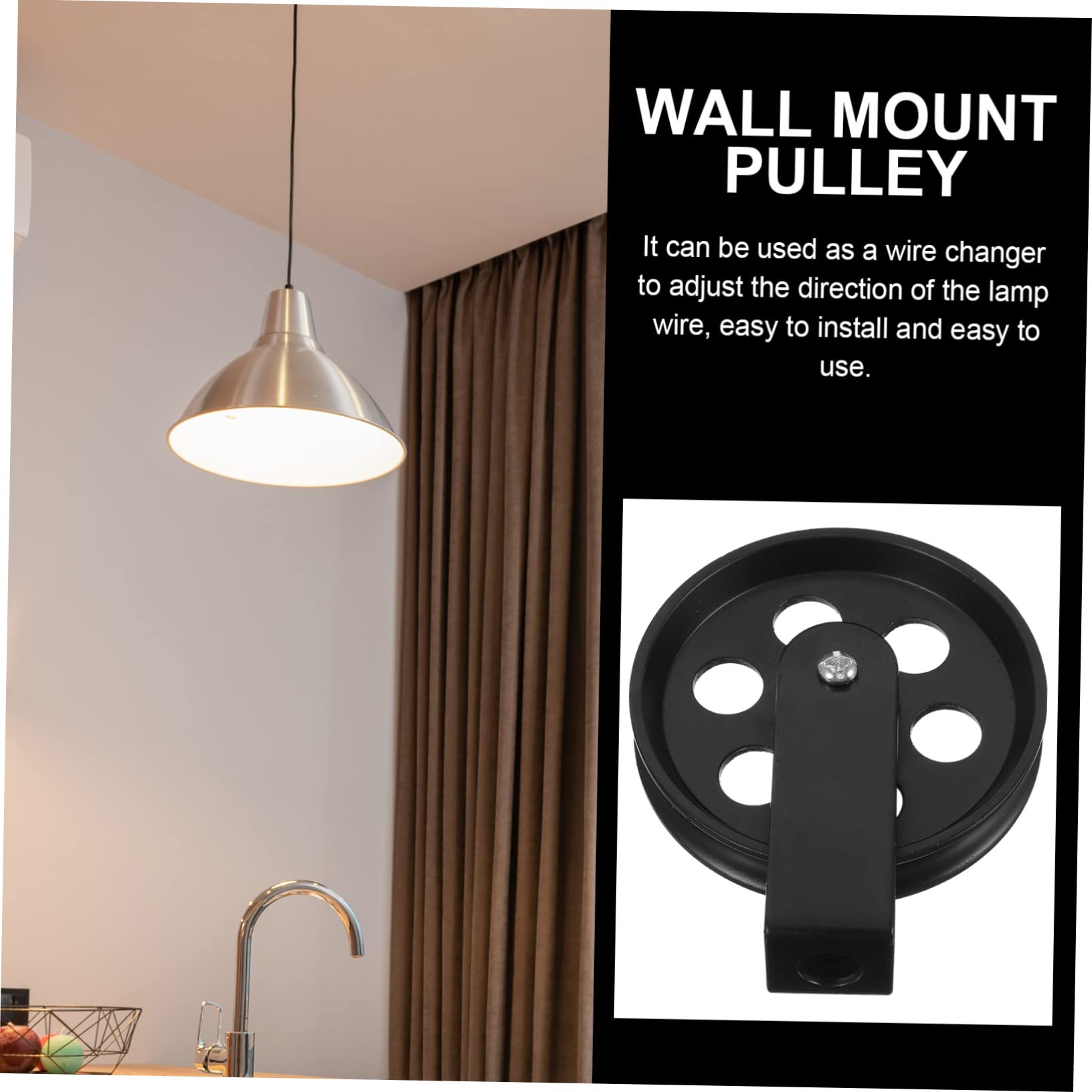 NAMOARLY Wheel Lighting Accessories Chandelier Pulley Pendant Lights Hooks for Hanging Heavy Duty Lamp Pulley Hanging Light Pulley for Wall Mount Lamp Wrought Iron Lamp Plant Metal