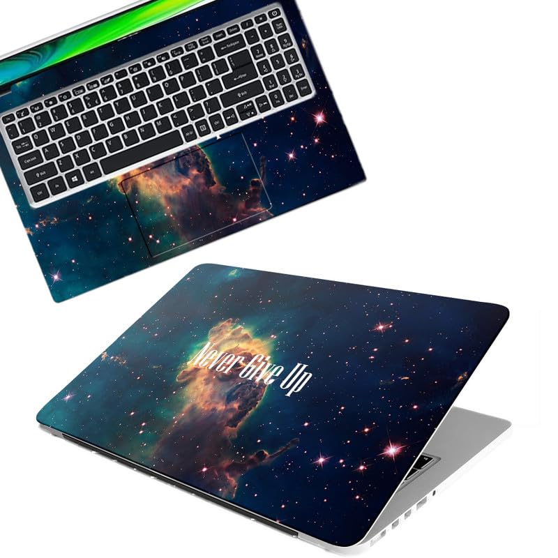 Never Give Up Full Body Vinyl Laptop Skin/Sticker/Cover Upto 15.6 Inches Laptops Laminated-Removable-HD Quality Compatible for Hp-Dell-Sony-Lenovo-Asus etc.(15×10 Inches)