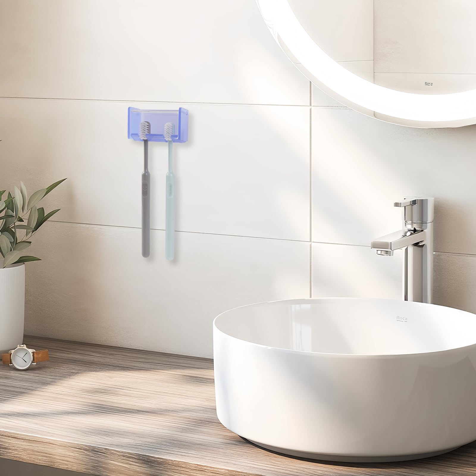 Toothbrush Holder Wall Mounted With Cover For Bathroom, 5...