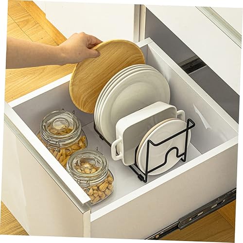 Miniatura 4 de NOLITOY Organizador de tapa de olla, escurridor de platos, escurridor de platos de metal, soporte de almacenamiento de cocina, soporte para